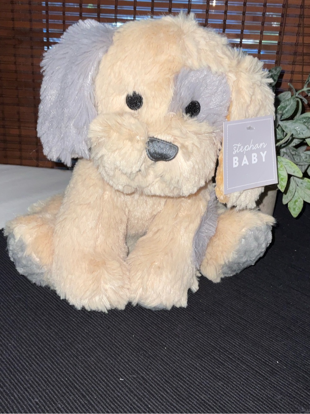 Stephan Baby Plush Puppy - Cream and Gray Soft Dog